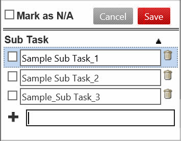 data model capture projects tasks and sub tasks